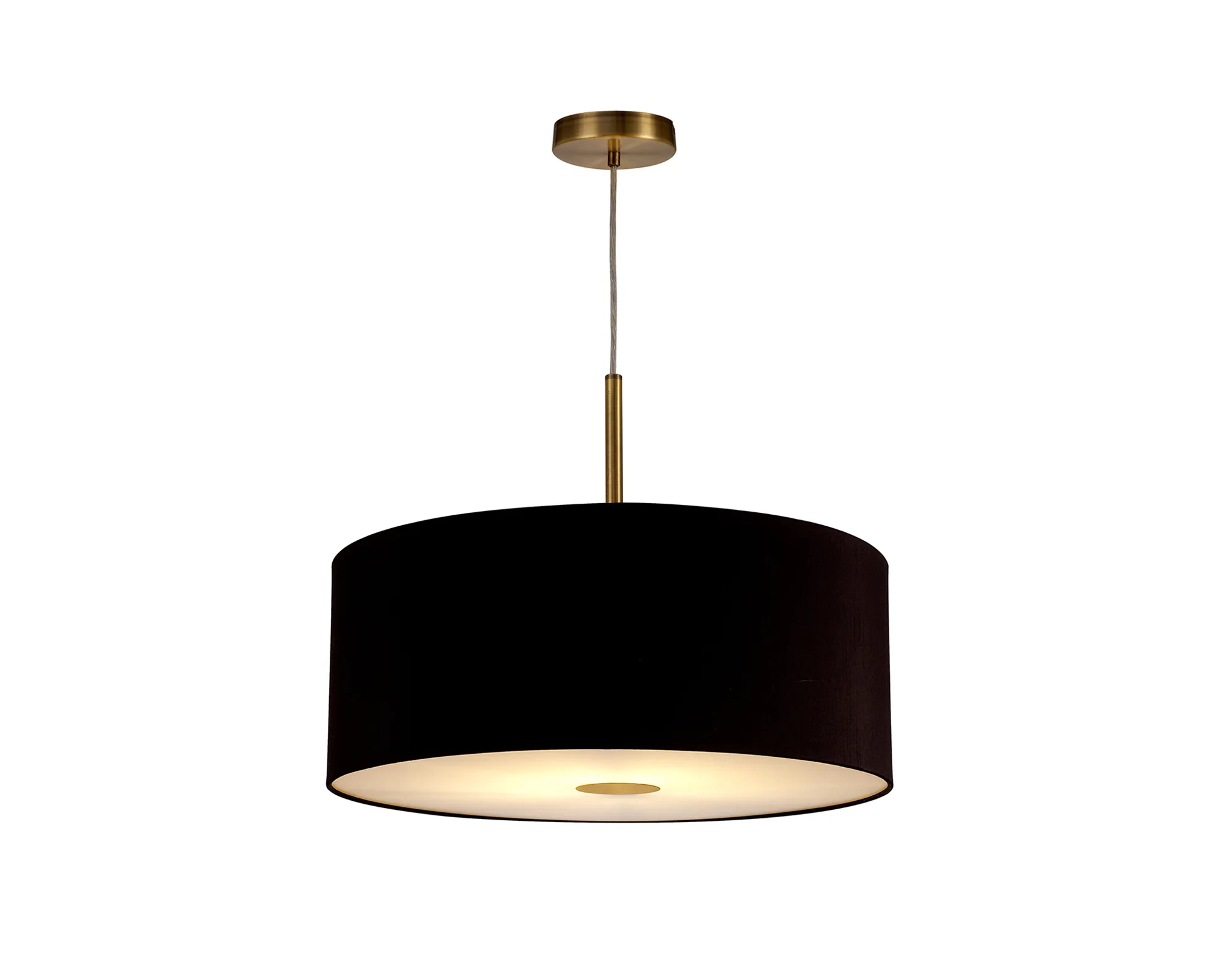 Baymont 50cm Pendant 1 Light Antique Brass, Midnight Black/Green Olive, Frosted Diffuser DK0227  Deco Baymont AB BL/GR